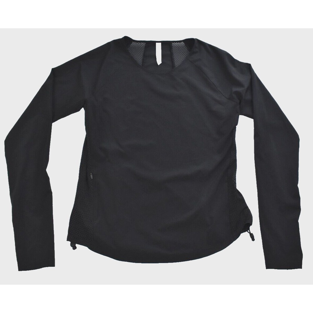 Athleta Yosemite Women's Top Size S Black Mesh Long Sleeve Adjustable Side